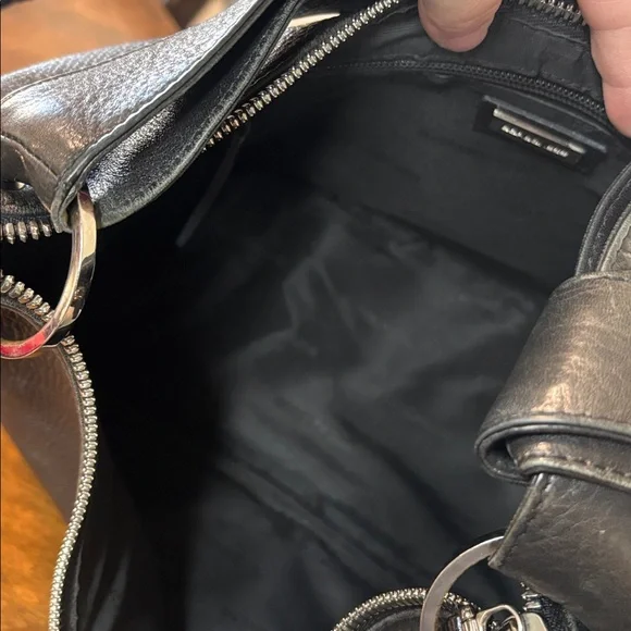 BORBONESE Black Italian Leather Hobo Bag with signature knot strap - Picture 14 of 16